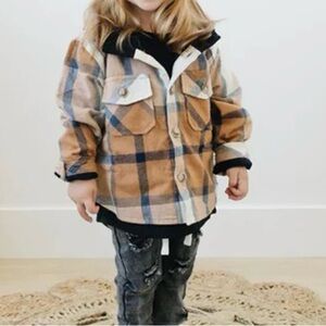 Olive + Scout Timber Jacket Plaid Button-Up with Hood 5t